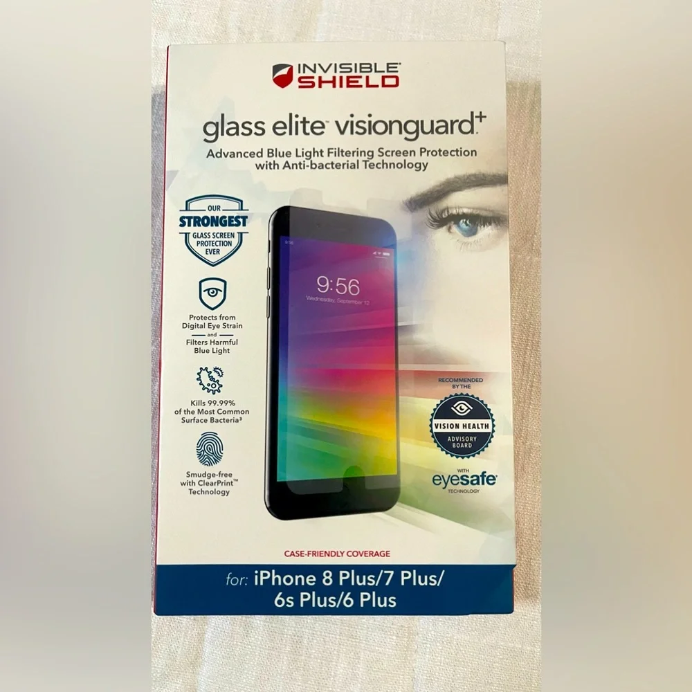 ZAGG InvisibleShield Glass Elite VisionGuard-iPhone 8 Plus/7 Plus/6s Plus/6 Plus